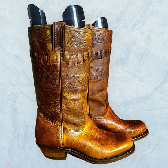 Boulet Vagabond 8674 Cowboy Boots Men’s 7D/Women’s 9 Hillbilly Golden Distress - Picture 3 of 16